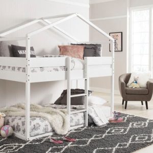 Flannibrook Twin over Twin House Loft Bed in White by Ashley Signature