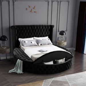 Stallion Black Velvet Fabric Bed