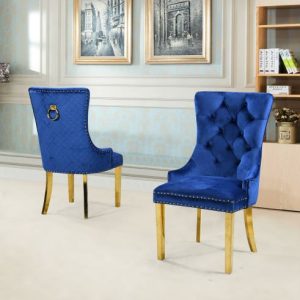 Seana Blue Velvet Gold Metal Chair Set of 2 $239.99 EACH