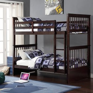 Sabrina Convertible Single over Single Espresso Wood Bunk Bed
