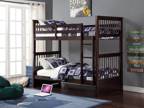 Sabrina Convertible Single over Single Espresso Wood Bunk Bed