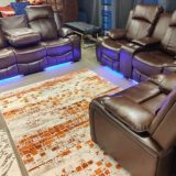 David Grey Power Recliner, LED Ambient Lighting USB Charing Ports, Living Room S