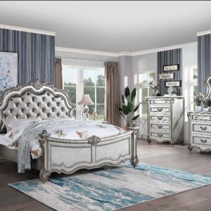 Victoria Silver Finish Wood King Bedroom Set