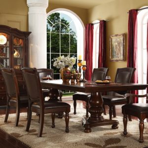 Flemming 9 Piece Deep Chocolate Wood Finish Dining Room Set