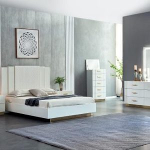 Ivy White and Gold Luxury Queen Bedroom Suite