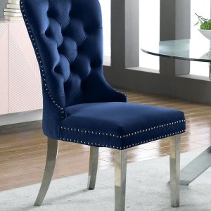 Set of 2 Celia Blue Velvet Dining Chairs $299.99 Each