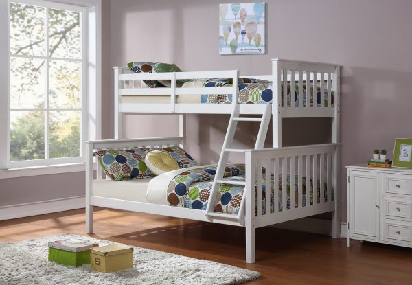 Mika Convertible Twin Over Full White Wooden Bunk Bed