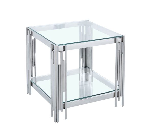 River Designer Gold and Glass End Table