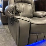 David Grey Power Recliner, LED Ambient Lighting USB Charing Ports, Living Room S
