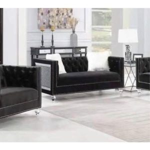 Chanel Style Glamorous BLUE 3 Piece Living-Room Set in Crushed Crystal