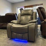 David Grey Power Recliner, LED Ambient Lighting USB Charing Ports, Living Room S
