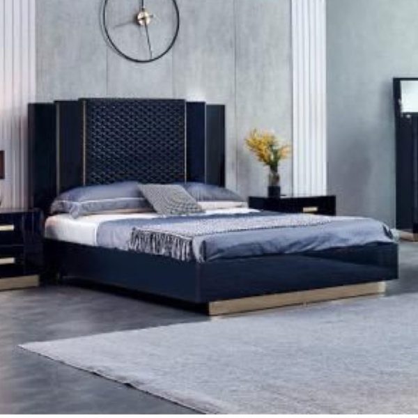 Ivy Black and Gold Luxury Queen Bedroom Suite
