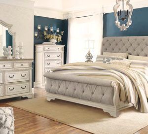 Realyn Queen Sleigh Bed with Mirrored Dresser, Chest and 2 Nightstands by Ashley
