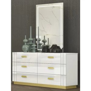 Ivy White and Gold Luxury Queen Bedroom Suite