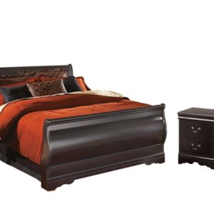 Huey Vineyard Queen Sleigh Bed with Mirrored Dresser, Chest and 2 Nightstands By