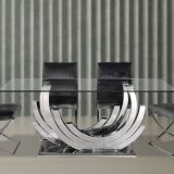 Crescent Designer Gold Base and Clear Glass Dining Table 80"