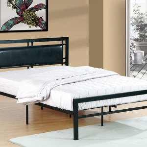 Fowler Metal and Leather Match Headboard Twin/Single Platform Bed White