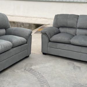 Simone Plush Sofa & Loveseat in Grey