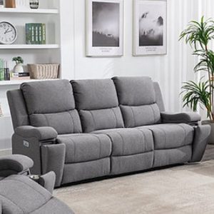 Erik Power Sofa Recliner Soft Grey Fabric