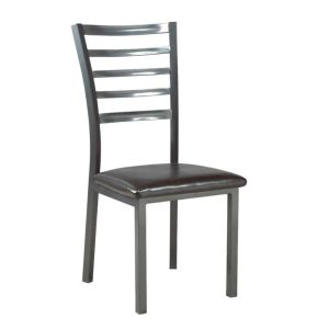 Wallace 7 Piece Dinette Set in Black Fabric and Gun Metal