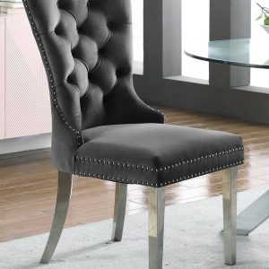 Set of 4 Blue Tufted Nailhead Back Dining Chairs $349.99
