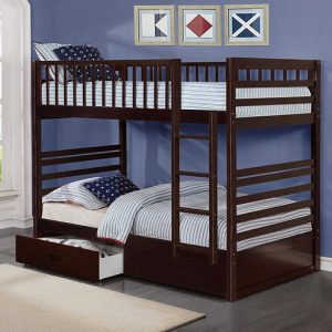 Skye Twin Over Twin Espresso Wooden Bunk Bed with Storage