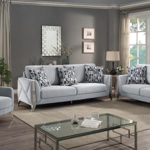 Diana  3 Piece Living Room Set In Silver