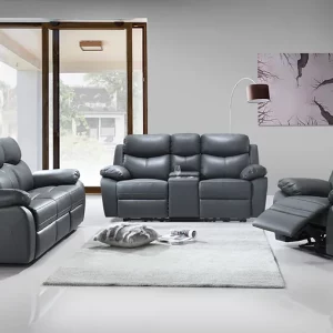 Lexington Genuine Leather Power 3 Piece Living Room Set in Black