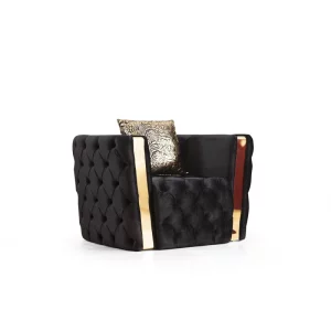 Naomi  3 Piece Living Room Set In Black