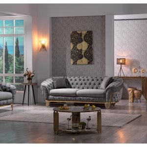 Vanessa  3 Piece Living Room Set In Grey