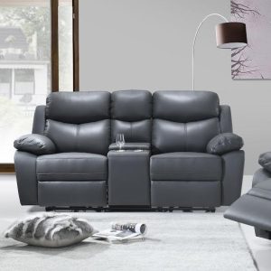 Lexington Genuine Leather Power Loveseat in Black