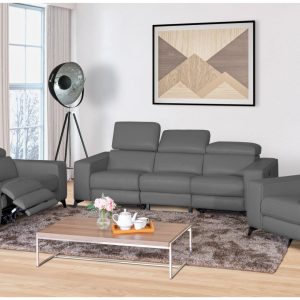 Amiyah 3 Piece Power Living Room Set In Grey