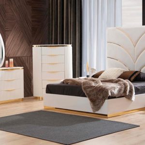 La Laura - King Size Bedroom Complete Set - White &amp Gold