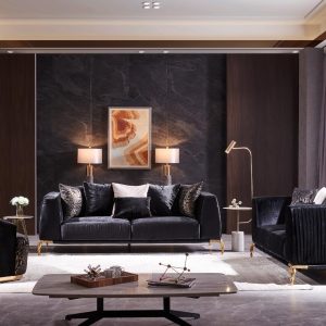 Majestic 3 Piece Living Room Set In Black