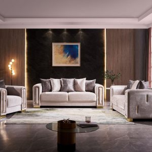 Impreza 3 Piece Living Room Set In Cream